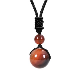 Crystal Necklaces for Women Men, Tigers Eye Amethyst Obsidian Round Necklace for Protection, Crystals and Healing Stones Pendant Jewelry for Spiritual, 26 In, Gemstone, crystals
