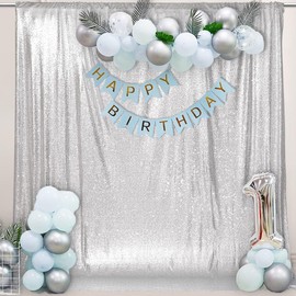 Eternal Beauty Silver Sequin Backdrop 152x213cm, Glitter Photography Background Sparkly Curtain for Birthday Decorations Weddding Anniversary Engagement (5x7 feet)…