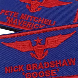 Goose & Maverick Funny Embroidered Iron/Sew on Patch 3.8"x2.2" Embroidered Iron On Applique for Shirts Backpacks Hats Jackets (Goose & Maverick Hook & Loop Blue)