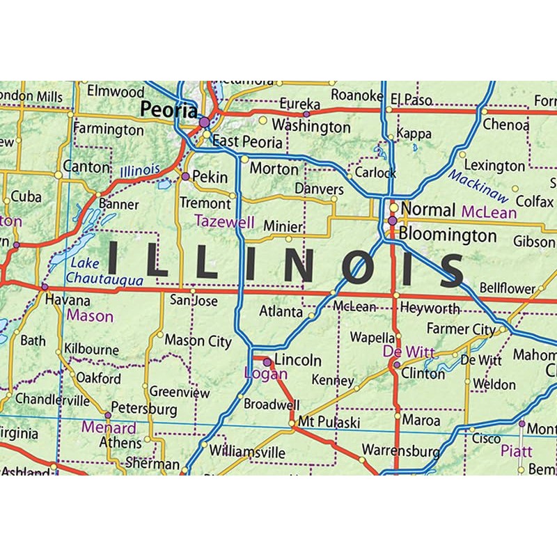 Illinois Physical State Map - 15.1 x 23.3 Inches -
