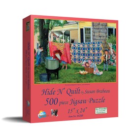 SUNSOUT INC - Hide N Quilt - 550 pc Jigsaw Puzzle by Artist: Susan Brabeau - Finished Size 15" x 24" - MPN# 44268