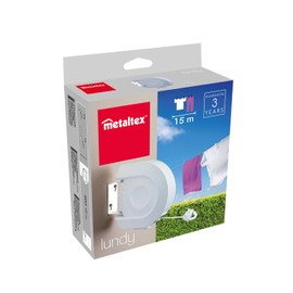 ST-262-RETRACTABLE-CLOTHE15M Metaltex Single Line 15 m Outdoor Retractable Washing Line, White, 957