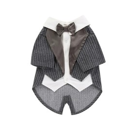 YBGGJO Pet Tuxedo Dog Wear, Handmade Dog Clothes, Party Dress, Gentlemen, Stylish, Small Dogs, Weddings, Celebrations, Commemorative Parties, Commemorative Photo Shooting Clothes (Gray, L)