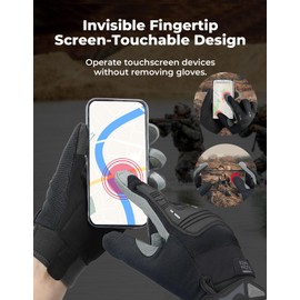 KEMIMOTO Tactical Gloves for Men，Motorcycle Gloves with Rubber Guard Touchscreen Work Gloves for Cycling Sports Outdoor Work Climbing Hiking Camping L