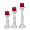 Hand Crafted Wooden Pillar Candle Holders Set of 3 ,