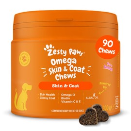 Zesty Paws Salmon Skin & Coat Care with Fish Oil for Dogs | Supports Skin Care and Healthy Coat | Dog Chews | Dog vitamins and supplements with fish oil for dogs | 90 Count