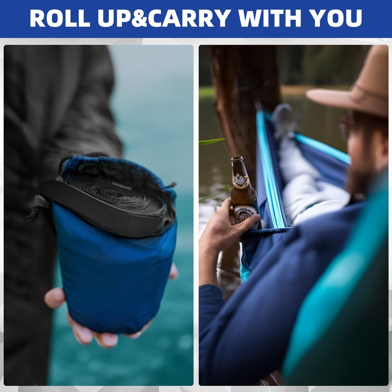 HAZBEN Portable Camping Hammock Tree Straps Hammock Perfect for Outdoor