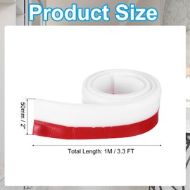 PATIKIL Door Draft Stopper, 3.3FT Silicone Under Door Strip Weather Stripping Seal Adhesive Doors Stopper Noise Cold Air Blocker, White(2 Inch Wide)