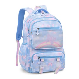 IvyH Kinderrucksack Mädchen Schulrucksack Große, Schulranzen Mädchen 2-6. Klasse, Wasserdicht Rucksack für Kinder（7 8 9 10 11 12 Jahre-Blau