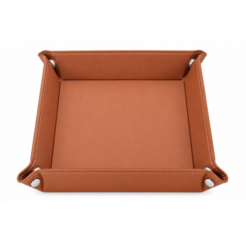Folding PU Leather Valet Tray for Daily Essentials – Collapsible