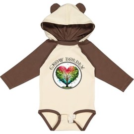 inktastic Grow Boldly Inspirational Tree Long Sleeve Creeper 12 Months Natural & Brown W Ears 45a55