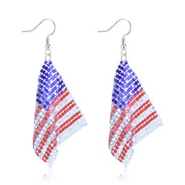 4th of July Drop Dangle Earring For Women Layered Faux Leather Independence Day Earrings Glitter Red White Blue Star Flag Patriotic Earrings For Forth Independence Day Party Gifts (Style 4)