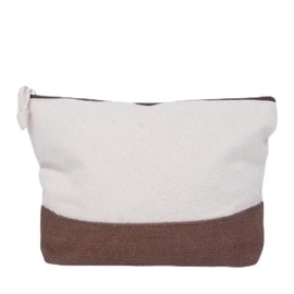 Generic Jute Canvas Pouch, Multipurpose Travel Pouch, Cosmetics, Pencils/Pens, Storage (Brown)