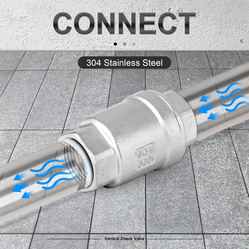 ERGAOBOY Vertical Check Valve, 1/4" BSP Female SUS 304 Vertical