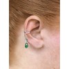 Silver Dangle Ear Cuff with Austrian Crystal Beads (Green)