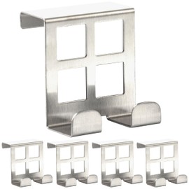 RICOO MH030Sx5 Door Hook, Stainless Steel Door Hook for Hanging, Robust and Modern, Ideal Coat Hook for Jackets, Towels, 6 x 5 x 4.5 cm, Silver