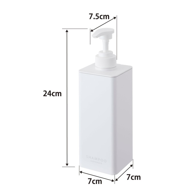 Yamazaki 1538 Soap Dispenser, Shampoo White, W 2.8 x D