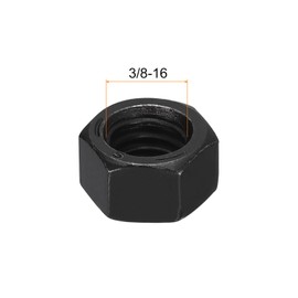 sourcing map 3/8-16 Hex Nuts, Carbon Steel Grade 8.8 Black Oxide Hexagon Nut for Screw Bolt, 10 of Pack