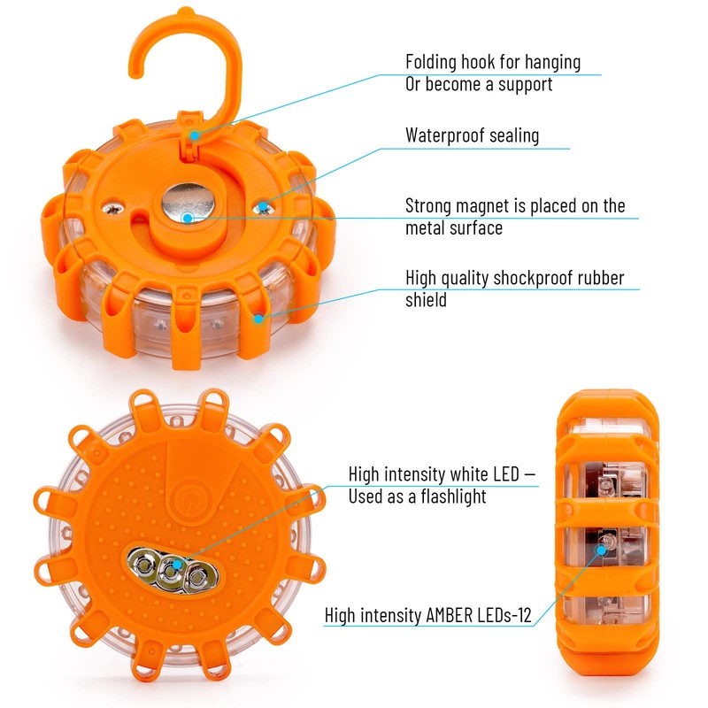 HEIGPAN GP906 LED Road Flares Safety Flashing Warning Lights Kit,