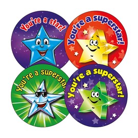 140 Mixed Scented Berry Youre A Superstar Smiley Motivational Childrens Pupils School Teachers Praise Reward Stickers Value Pack 37mm Primary Teaching Services