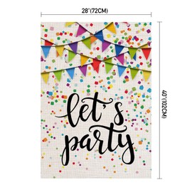 pingpi Let's Party House Flag 28" x 40" Double Sided Burlap Birthday Party Large Yard Garden Flag Banners for Patio Lawn Home Outdoor Decor