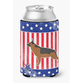 Caroline's Treasures BB3324CC USA Patriotic German Shepherd Can or Bottle Hugger Cooler Washable Drink Sleeve Collapsible Beverage Insulated Holder, Can Hugger, Multicolor