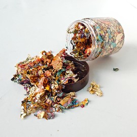 BLWAFY Gilding Flakes Leaf Flakes Gilding Variegated Gold Foils for Art Supplies,Resin,Nails,Painting,Crafts(Multicolor)