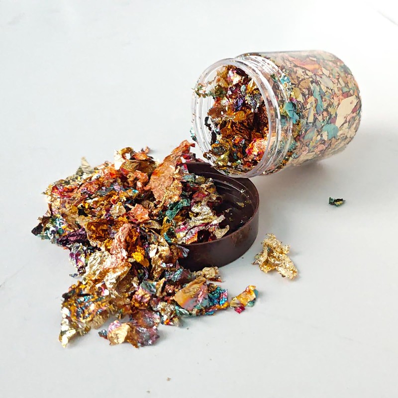 BLWAFY Gilding Flakes Leaf Flakes Gilding Variegated Gold Foils for