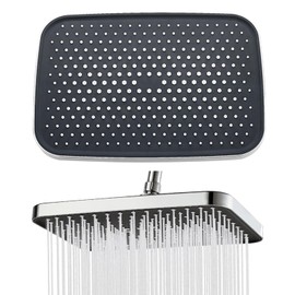 JINXIAN Shower Head Rain Shower 14 Inch Rain Shower Without Fittings 360° Adjustable Rain Shower Head 30 x 21 cm Shower Head Water-Saving Anti Limescale Nozzles Rain Shower (Silver)