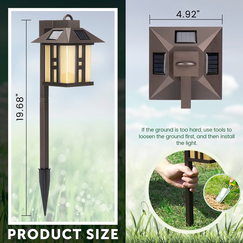 GIGALUMI Japanese Decor Solar Lights for Outside, Pathway Lights 4