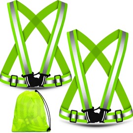 Topward Reflective Vest Running Gear 2Pack, High Visibility Safety Vest with Storage Bag for Outdoor Night Running, Cycling, Jogging and Dog Walking - Adjustable, Lightweight - Fits Men Women Kids