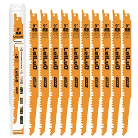 LEILUO 9-Inch Wood Pruning Reciprocating Saw Blades 10 Piece CRV Sawzall Blades 5 TPI with Storage Box