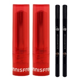 Innisfree Dewy Tint Lip Balm No. 5 Power Cherry 2pcs + Eyebrow Dark Brown 2pcs / 이니스프리 듀이 틴트 립밤 5호 파워 체리 2개+아이브로우 흑갈색 2개