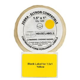 HOUSELABELS 1.5" x 1" Yellow Multipurpose Labels on 1" Core Compatible with Zebra and Rollo Printers, 36 Rolls / 520 Labels per Roll