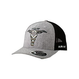 ARIAT Longhorn Gray Baseball Cap - Western Men's Trucker Hat One Size
