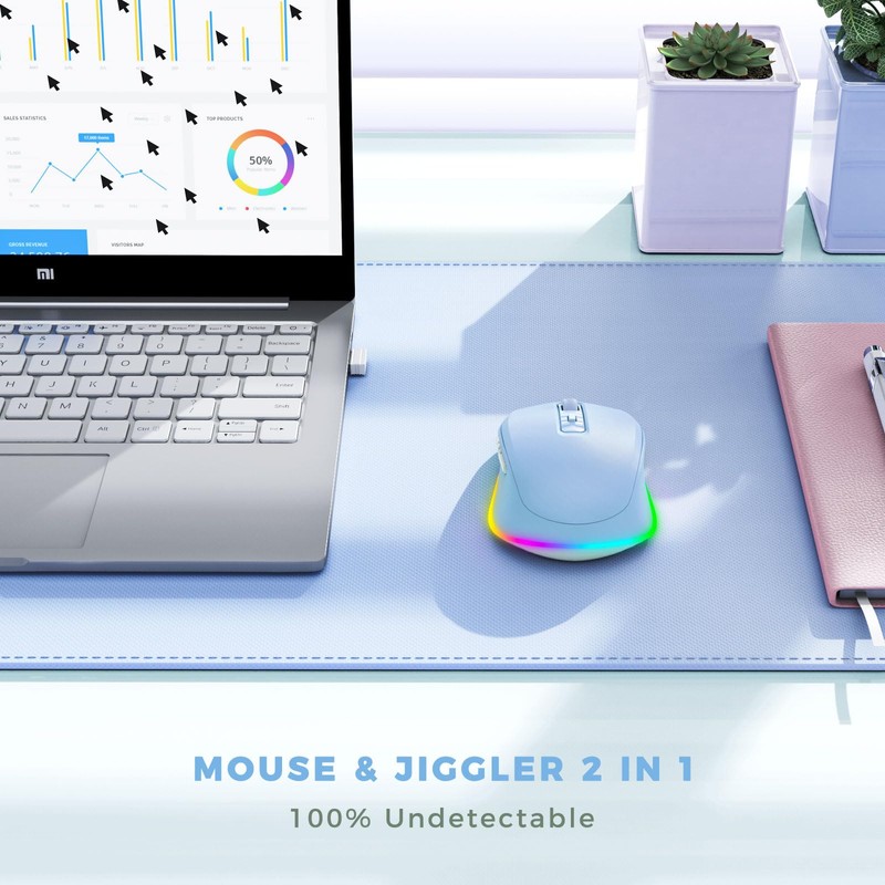 PEIOUS Wireless Mouse Jiggler - LED Wireless Mice with Build-in