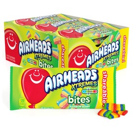 Airheads Candy, Xtremes Bites Sweetly Sour, Rainbow Berry, Non Melting, Bulk Party Bag, 4 oz (Pack of 18)