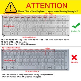 Keyboard Cover for HP 15.6 Laptop 15-dw 15-dy 15-ef 15-db 15-da 15-bs 15-bw 15t 15z 15t-dy200 15t-dw300/HP Envy x360 2-in-1 15.6/HP 17.3 Laptop 17-by 17-bs 17-ca 17-by4022wm 17-by4025nr -Black