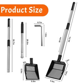 Long Handle Fireplace Ash Sifter, Hollow Out Metal Coal Shovel Adjustable Charcoal Shovel Scoop Heat Resistant Fireplace Tools for Wood Stove Fire Pit Grill (26inch/36inch)