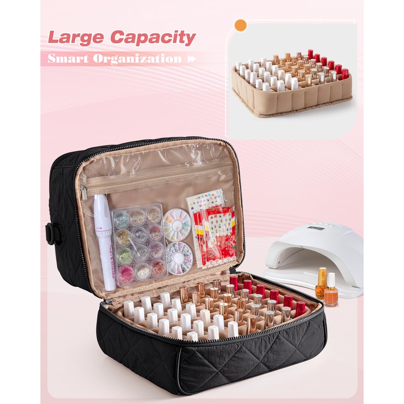 Marscamd Quilted Nail Polish Organizer Bag Holds 42 Bottles and