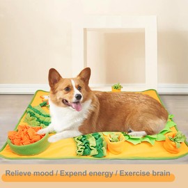 BADQIAO Pet Olfactory Feeding Pad Training Mat Dogs Cats Interactive Puzzle Toy Natural Foraging Tool Slow Feeding Snack Hiding Blanket (Garden)