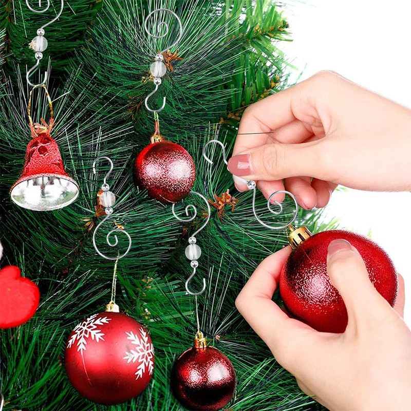 INCREWAY Wire Ornament Hooks, 30 Pcs Silver S-Shaped Christmas Tree