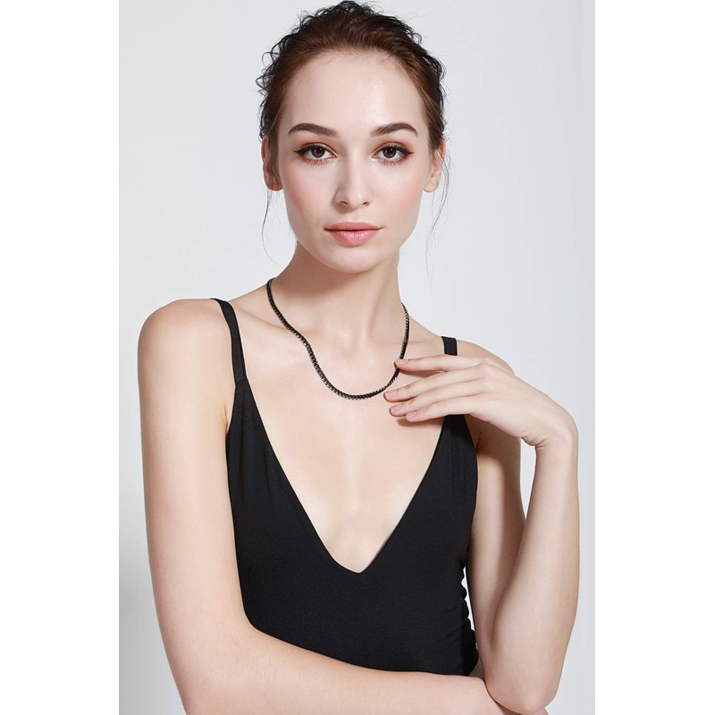 MOWOM Black Chain Necklace for Men Women Water Resistent 316L