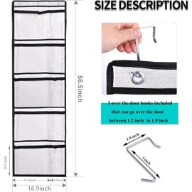 LONGTEAM Weekly Kids Clothes Organizer for Daily Activity, Over Door Portable Kids School Clothing Storage with 3 hooks (Beige - 2 Set)