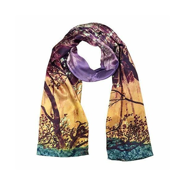 Wrapables Luxurious 100% Charmeuse Silk Long Scarf, The Clearing