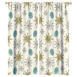 JESTRONRY Mid Century Modern Curtains. Retro 1950s Vintage Style Atomic Background Home Fabric Living Room Bedroom Kitchen Bathroom Decor 42x54in