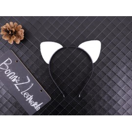 Bonnie Z. Leonardo White Cat Ears Headband Women Furry White
