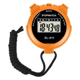 Sport Stopwatch Timer, Multi-Function Digital Handheld Sports Stopwatch Visual Timer Alarm Counter Pure Waterproof Display Referee Kit for Coaches Swimming Running Sports Training (ORANGE)
