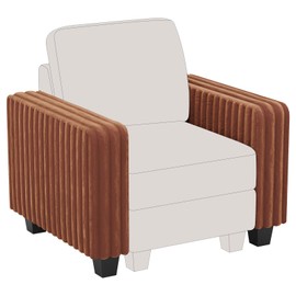 Belffin Plush Corduroy Modular Sectional Sofa Armrest Part Module for Sectional Sleeper Sofa with Pull Out Bed (Set of 2) Brick Red Couch