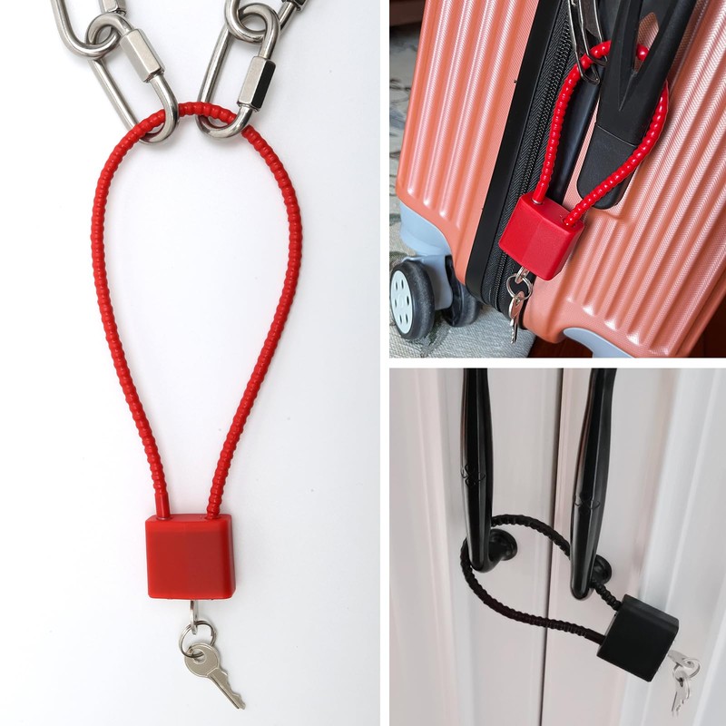 2 Pcs Steel Rope Padlocks with Keys, Heavy Duty Long